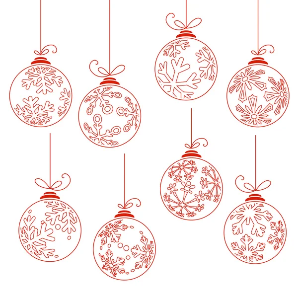 Collection of contour Christmas balls — Stockvector