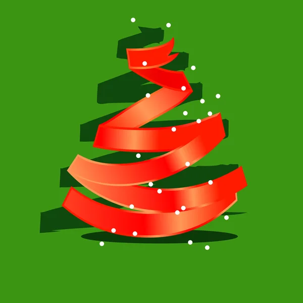 Στυλιζαρισμένη χριστουγεννιάτικο δέντρο φτιαγμένο από κόκκινη κορδέλα — Διανυσματικό Αρχείο