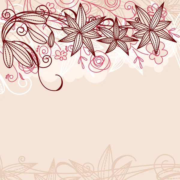 輪郭の花と花のパステル カラー フレーム — ストックベクタ