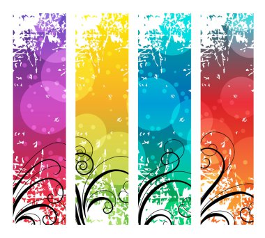 Four abstract vertical banners