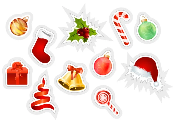 Collection of different christmas stickers — Stock Vector