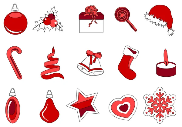Kolekce různých ikon na Vánoce — Stockový vektor
