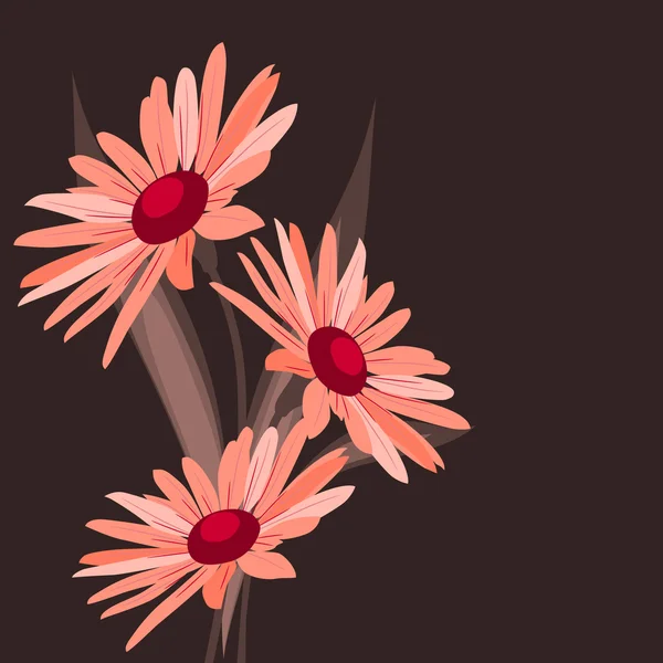 Ροζ λουλούδια σε σκούρο φόντο — Διανυσματικό Αρχείο