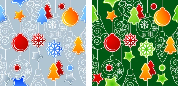 Varrat nélküli karácsonyi minta dekorációk. — Stock Vector
