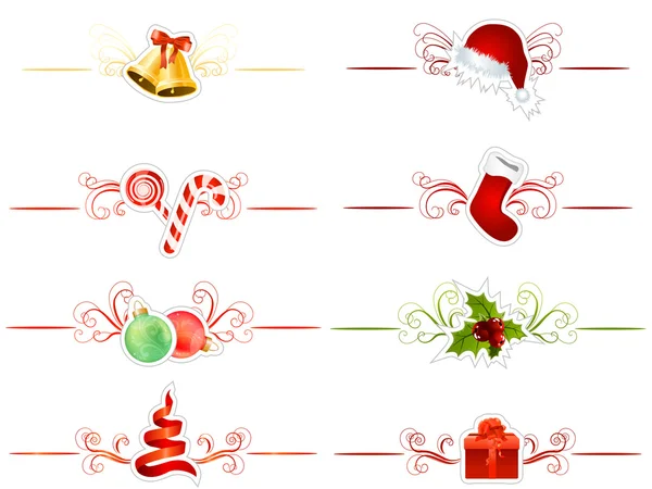 Reihe unterschiedlicher weihnachtlicher Elemente — Stockvektor