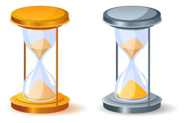 Realistic sandglass. Two variants of color. clipart