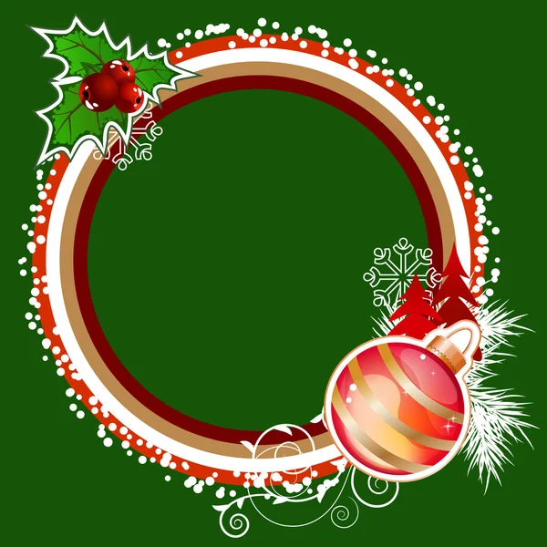 Cadre vert avec décorations de Noël — Image vectorielle