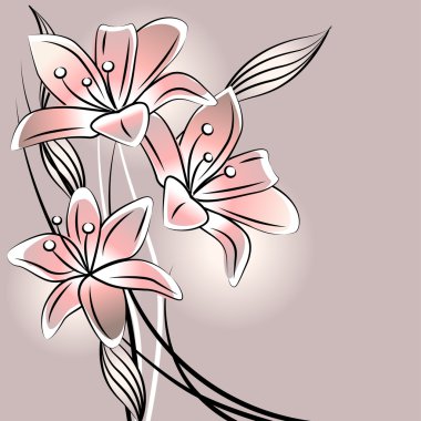 Pastel background with stylized lilies clipart