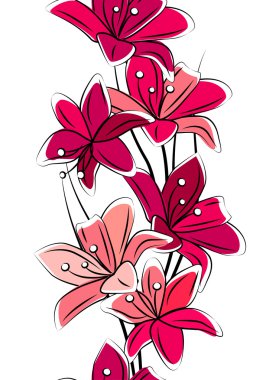 Seamless vertical border with tulips clipart