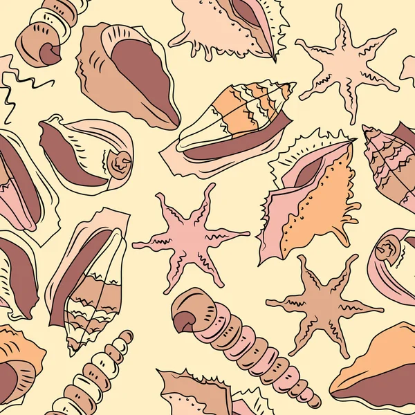 Stock vector Seamless pattern with different shells