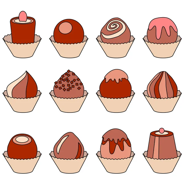Samling av olika sötsaker — Stock vektor