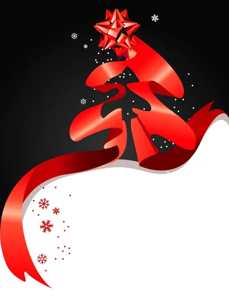 Kırmızı kurdele ile Noel tebrik kartı — Stok Vektör
