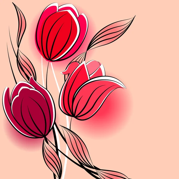 柔和背景与风格化的郁金香 — 图库矢量图片
