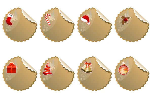 Ensemble de différents autocollants de Noël — Image vectorielle