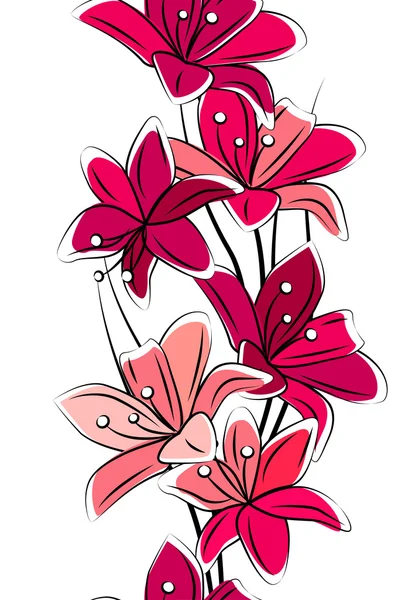 Bordure verticale sans couture avec tulipes — Image vectorielle