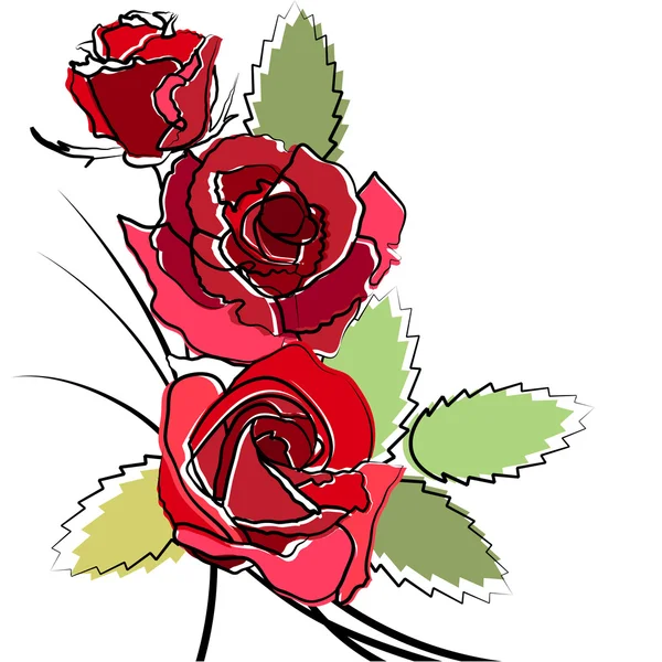 程式化的简单玫瑰 — 图库矢量图片