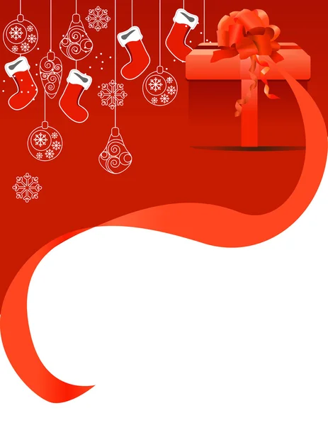 Χριστούγεννα ευχετήρια κάρτα με το κιβώτιο δώρων — Διανυσματικό Αρχείο