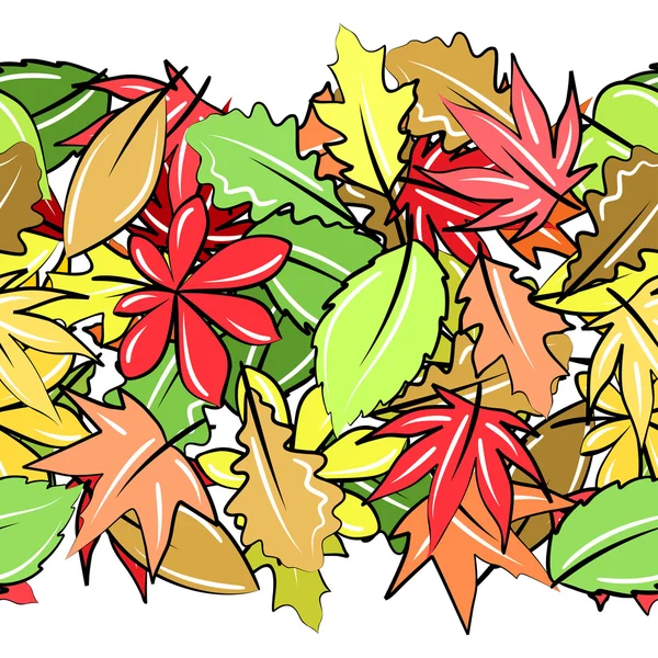 Бесшовная граница с осенними листьями — стоковый вектор