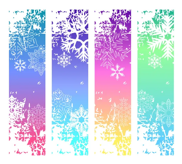 Quatre bannières verticales abstraites d'hiver — Image vectorielle