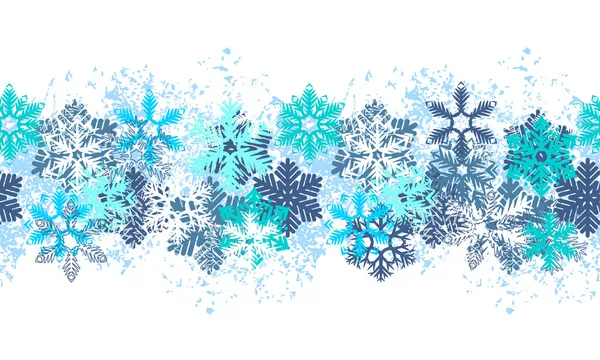 Άνευ ραφής μπλε περίγραμμα με νιφάδες χιονιού — Διανυσματικό Αρχείο