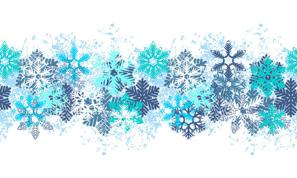 Seamless blue border with snowflakes