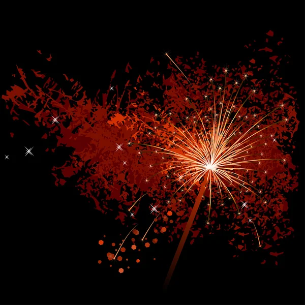 Feuerwerk auf schwarzem Hintergrund — Stockvektor