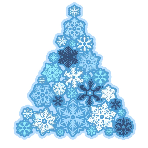 Arbre de Noël en flocons de neige — Image vectorielle