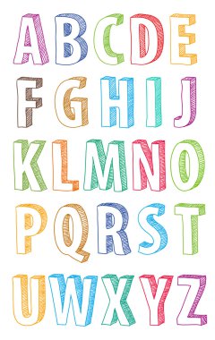 Hand drawn abc letters clipart