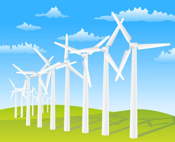 stock vector Wind turbines