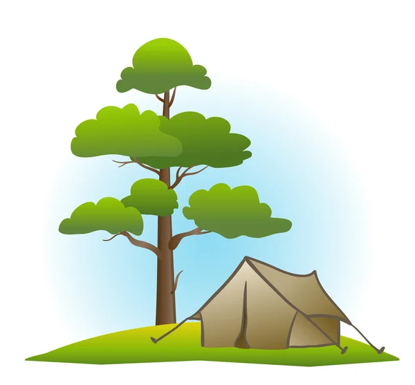 松树和帐篷 — 图库矢量图片
