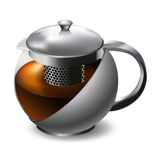 Stainless steel teapot — Stock Vector