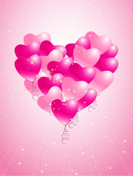 Hjärtat av ballonger — Stock vektor