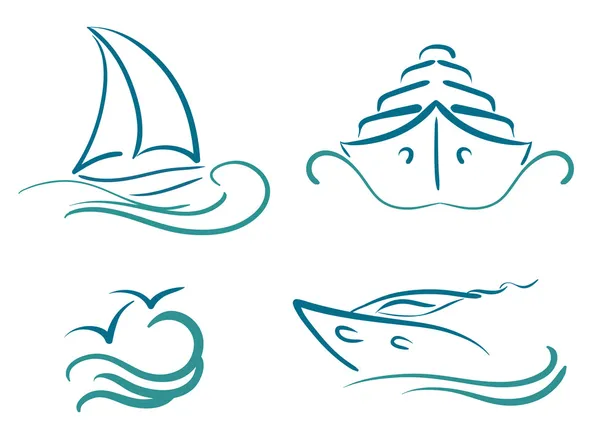 Символы яхтинга — стоковый вектор
