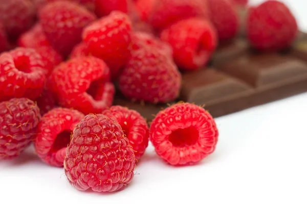 Raspberries with chocolate — Stock Photo, Image