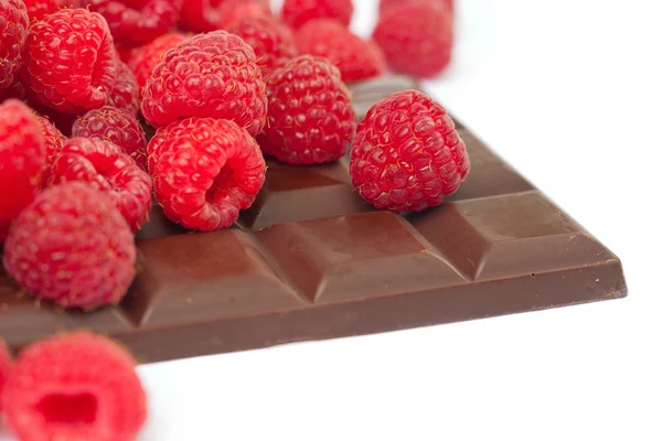 Raspberries with chocolate — Stock Photo, Image