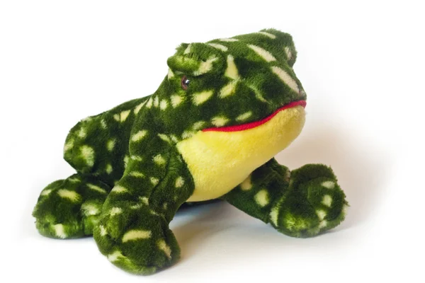 Brinquedo de sapo verde em branco — Fotografia de Stock