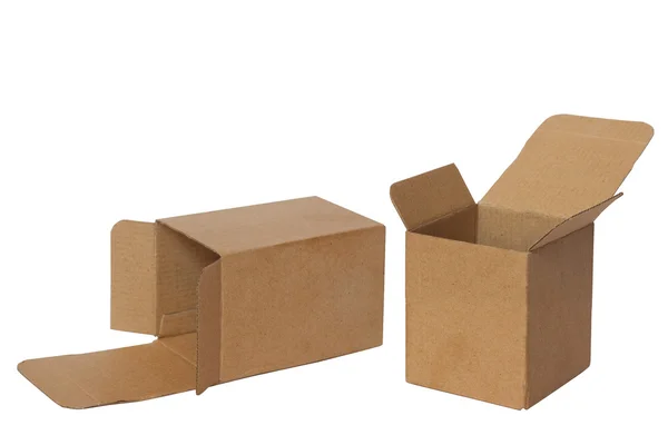 Две открытые коробки изолированы на белом — стоковое фото