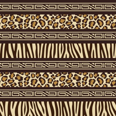 African style seamless pattern with wild animals skins clipart