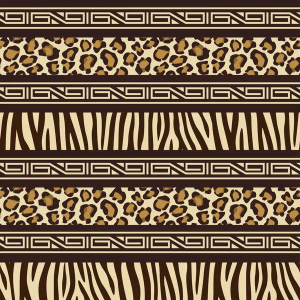 Patrón sin costuras de estilo africano con pieles de animales salvajes — Vector de stock