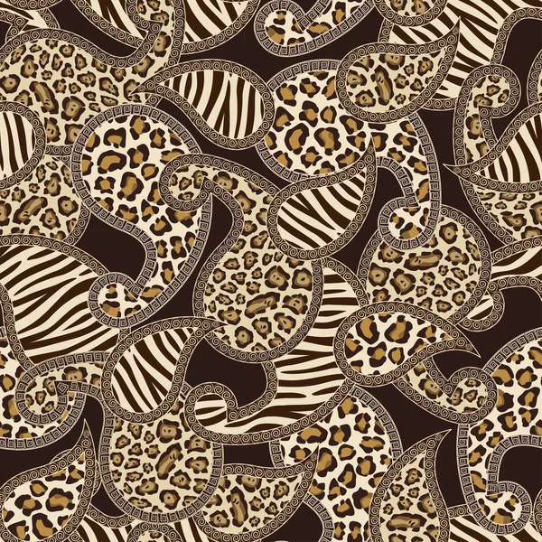 Paisley stil sömlös bakgrund med djurhud mönster — Stock vektor
