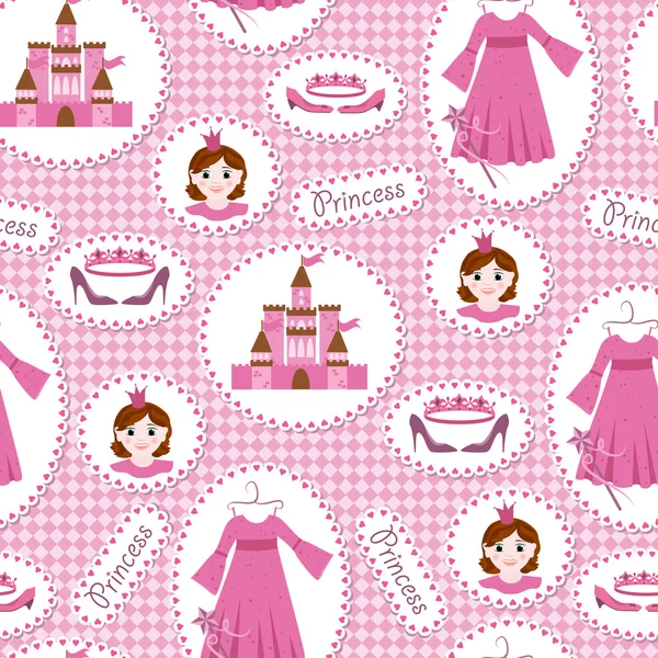 Seamless pattern with princess accessories — Stock Vector