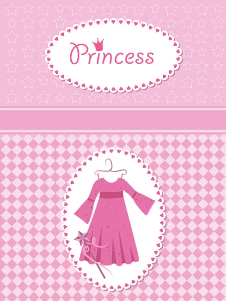 プリンセス ドレスと杖の招待カード. — ストックベクタ