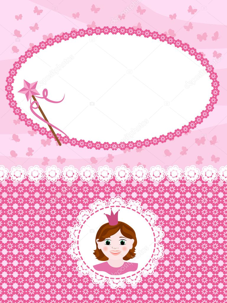 Invitation card with princess and wand.