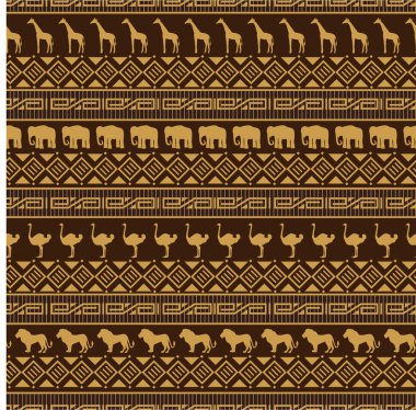 African style seamless pattern with wild animals. clipart