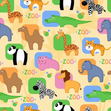 Funny African animals seamless background clipart