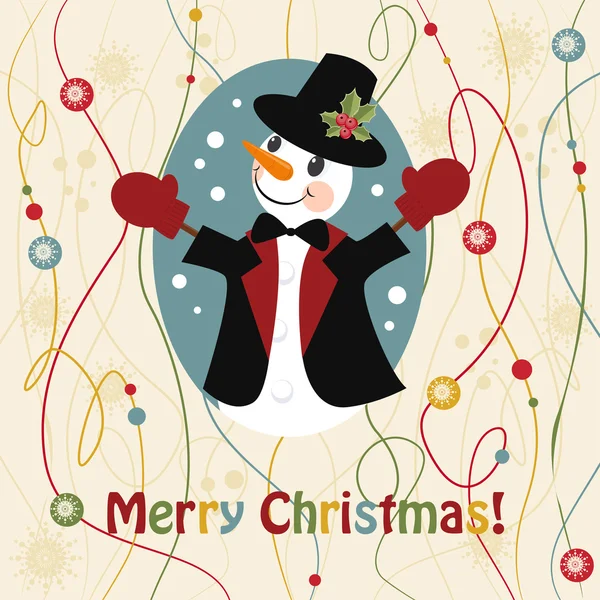 圣诞节和新年贺卡与雪人 — 图库矢量图片