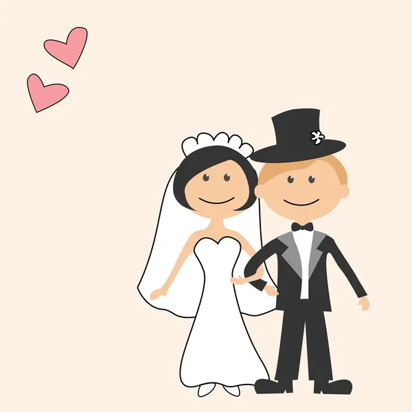 Esküvői meghívó vicces menyasszony és vőlegény — Stock Vector