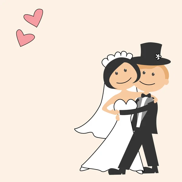 Convite de casamento com noiva engraçada e noivo — Vetor de Stock