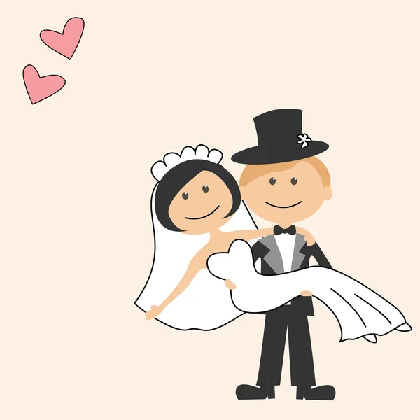 Esküvői meghívó vicces menyasszony és vőlegény Stock Illusztrációk