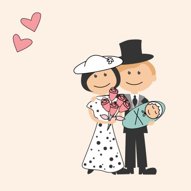vektör çizim karikatür ailesi ile yeni doğan